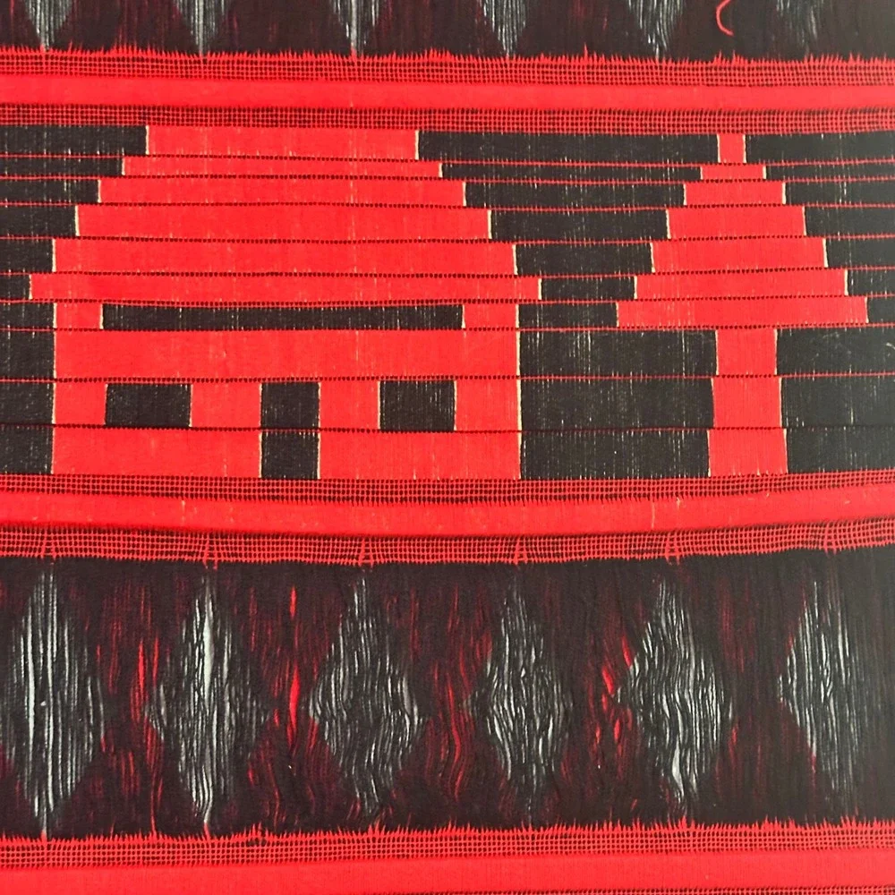 Vintage Hand Woven Peruvian Wall Hanging Motif Red Black Textile Folk Art 49x29